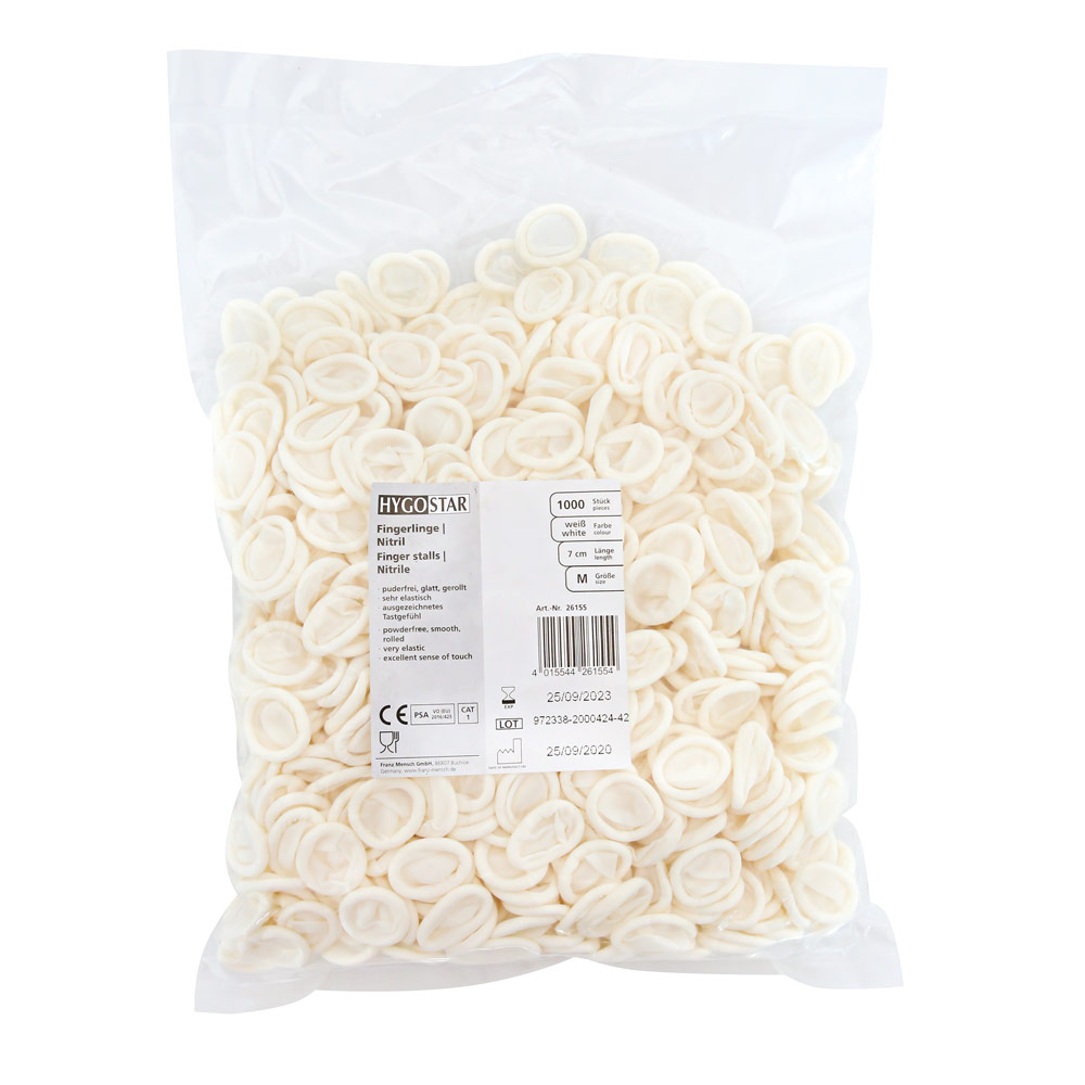 Hygostar Nitril-Fingerlinge, puderfrei, weiß Hygostar Nitril-Fingerlinge, puderfrei, weiß